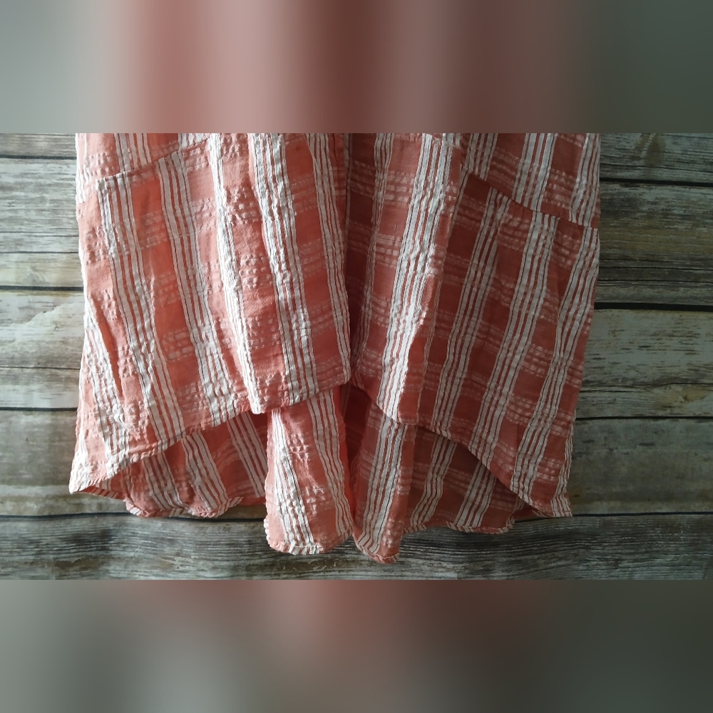 Maurices Peach Plaid Button-Front Midi Dress - Picture 8 of 10